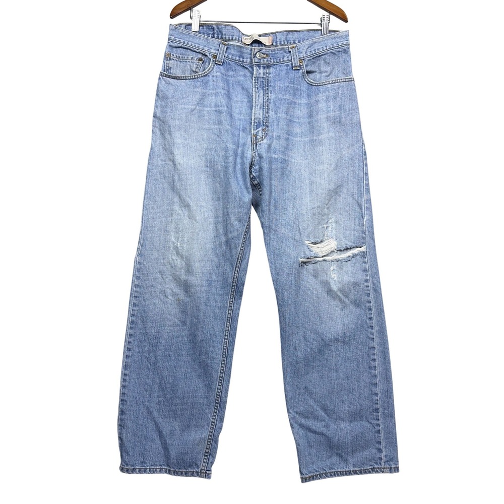 Levi's 569 Loose Straight Baggy Jeans Mens 36x32 Distressed Wide Leg Skate Y2K